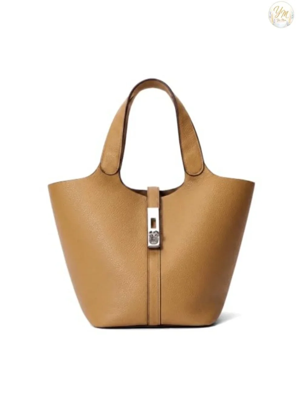 Vegan Leather Bucket Purse with Detachable Pouch Top Handle Handbag Shoulder Bag
